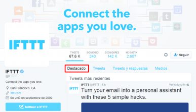 Tweets destacados según IFTTT IFTTT Twitter