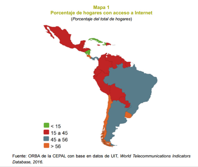 brecha digital y mapa de acceso a internet en LATAM