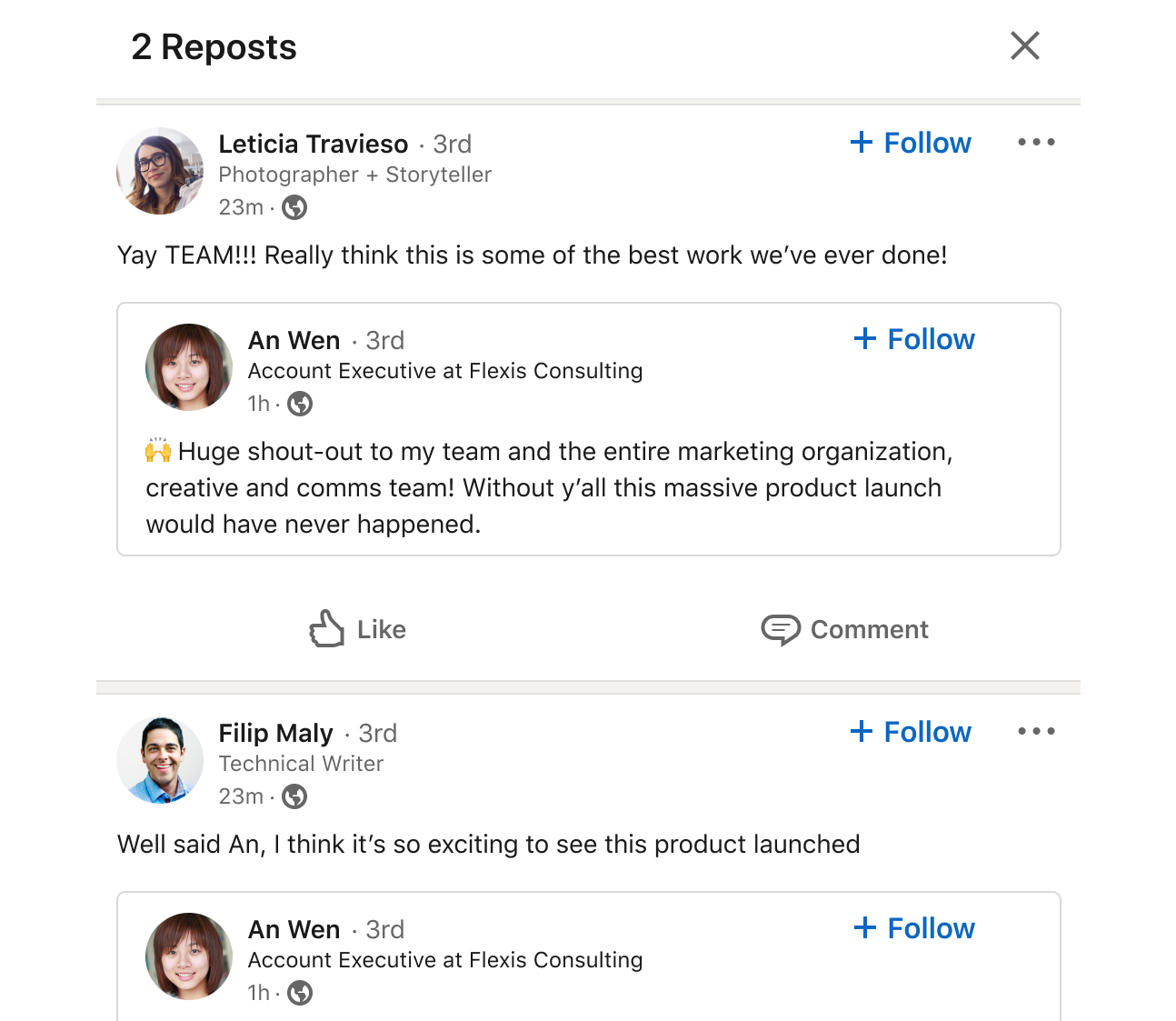 repost en LinkedIn